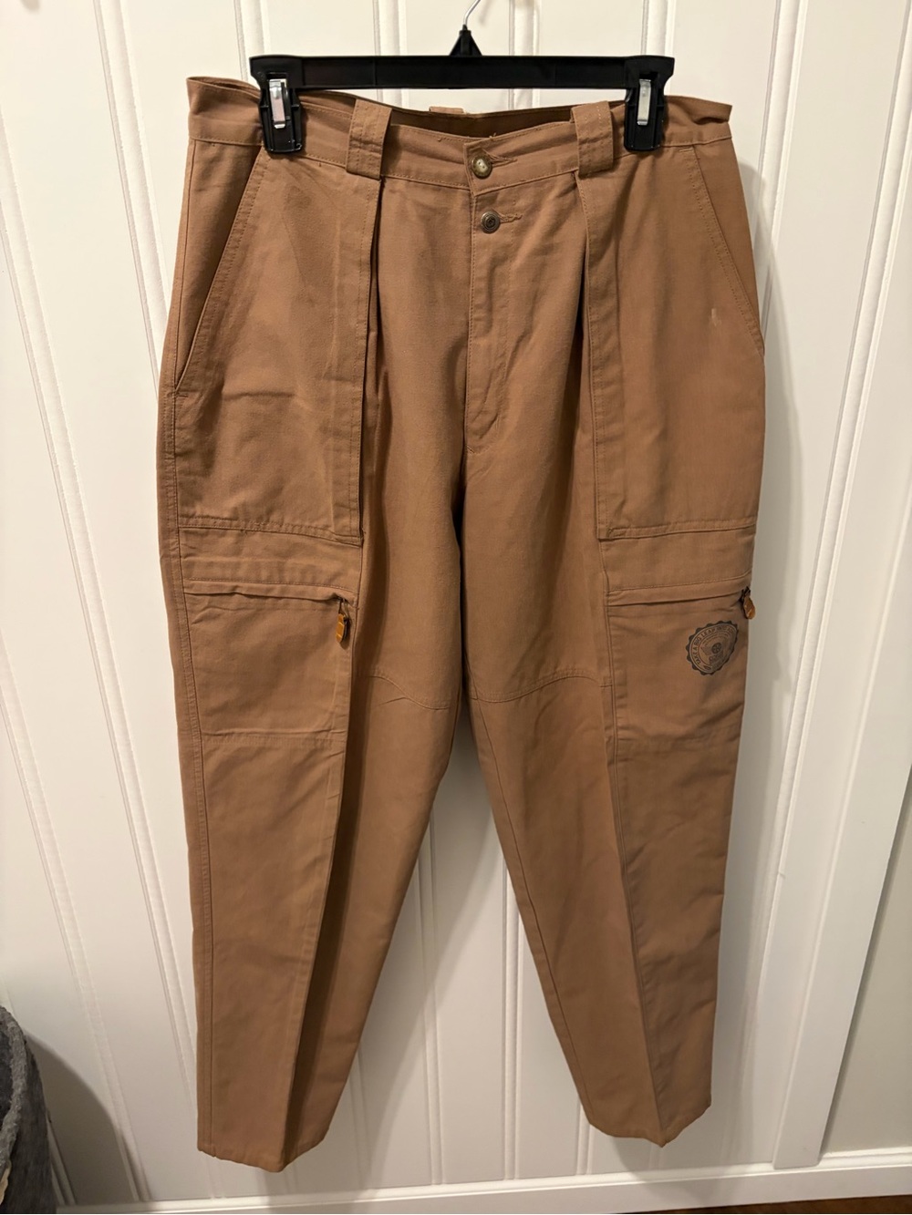 Vintage 90s Cotler Expedition Cargo Pants Pleated Tapered Twill Tan Mens 32